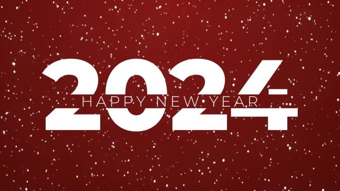 新年快乐2024动画标题与融化效果飞雪花