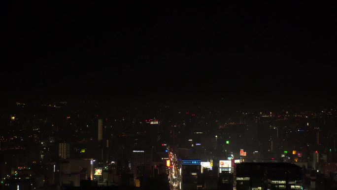 日本，北海道，札幌:鸟瞰札幌市的夜景。