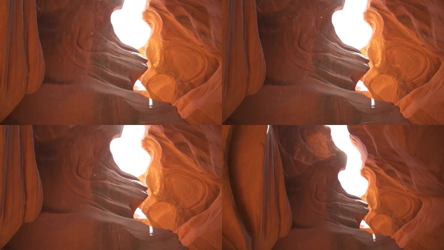 羚羊峡谷-令人印象深刻的岩层在亚利桑那州创造迷宫，抽象图案砂岩墙和阳光光束