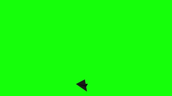 动画的黑色图标的纸飞机从中心飞行。平的象征。飞机旅行，商务，自由的概念。毛圈的视频。矢量插图隔离在绿