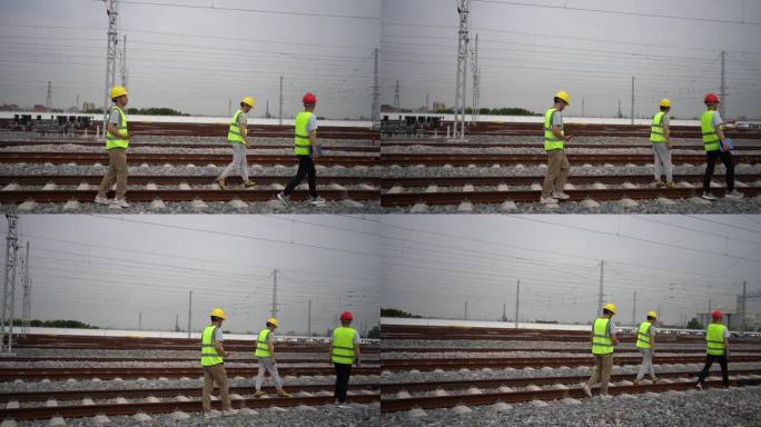 亚洲铁路工人正在大修铁路
