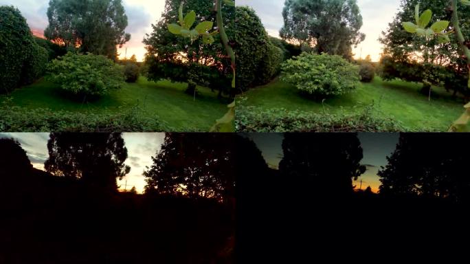 夕阳在萨福克农舍花园的上空
