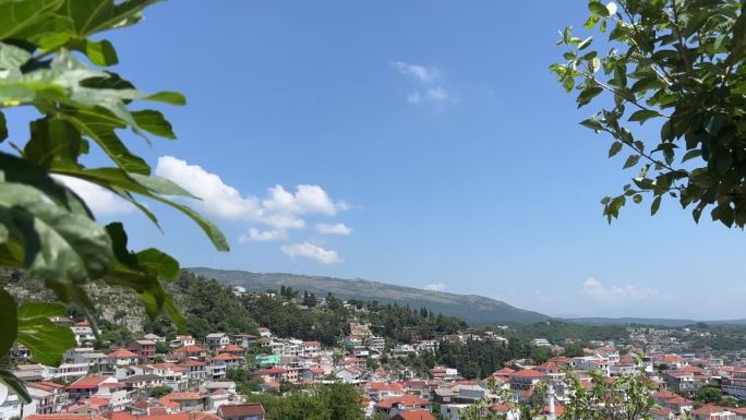 黑山乌尔齐尼镇街道城市天际线。