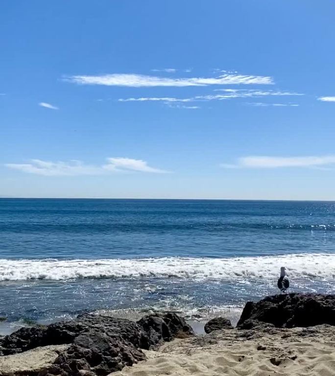 海浪冲击着加州天堂湾海滩