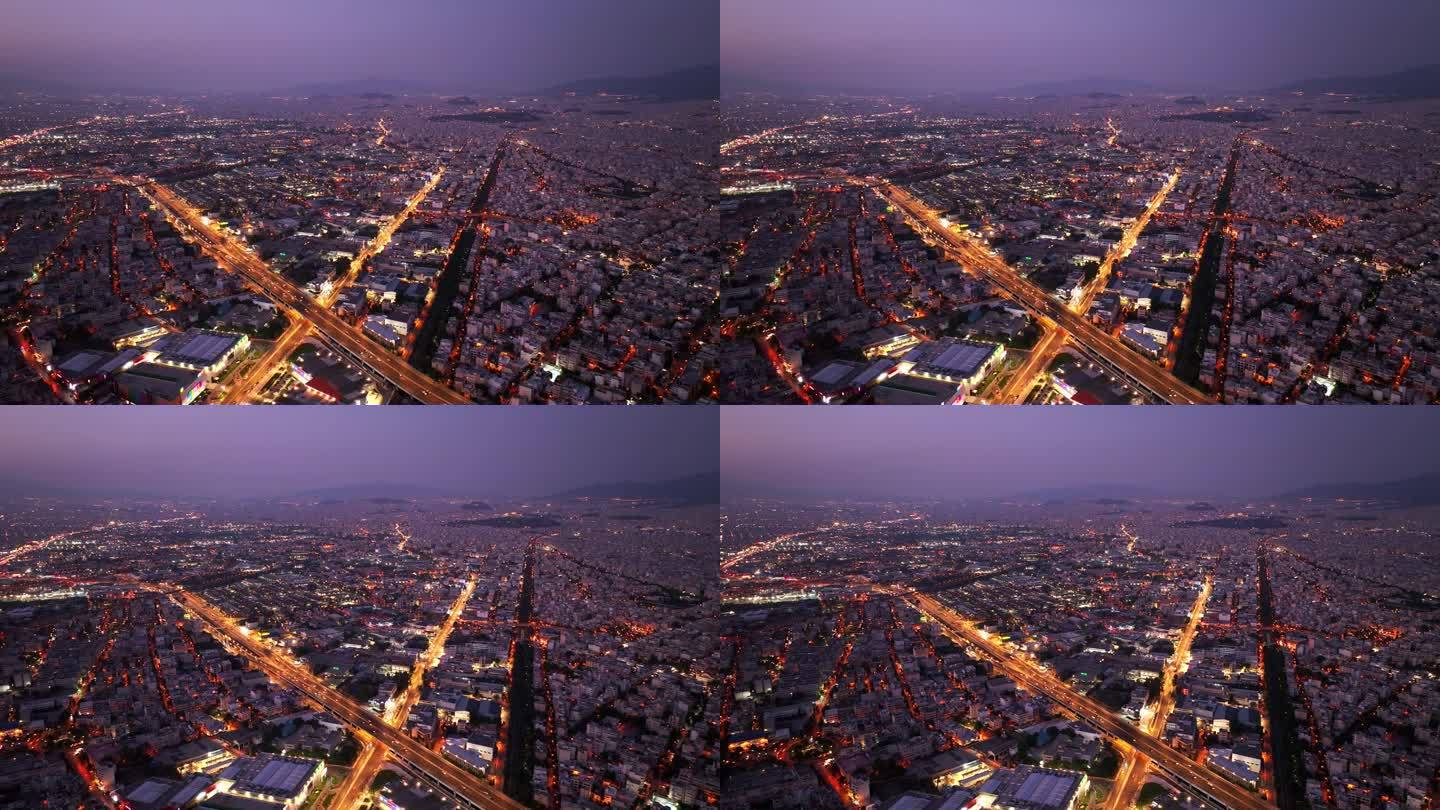 希腊法利罗比雷埃夫斯雅典南部交通枢纽和高速公路附近的航拍4K画面