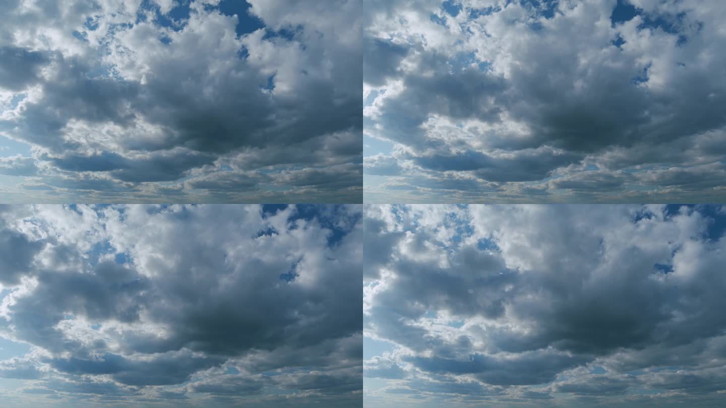 热带夏季或春季的阳光与层积云。两层云。热带夏日的阳光。间隔拍摄。
