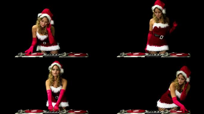圣诞老人性感女迪斯科派对节日DJ DJ俱乐部