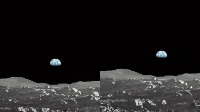 月球的太空殖民。放大带有瑞典国旗的月球车探索月球表面的垂直视频
