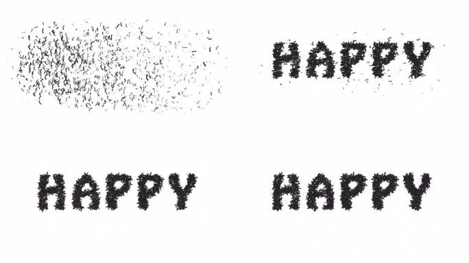 动画万圣节蝙蝠字体文本形成字快乐