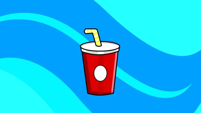 果汁的杯子动画在卡通风格，2d动画。