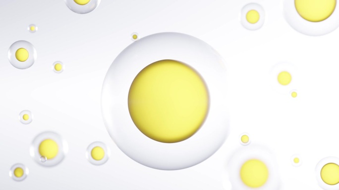 3D黄金胶原蛋白精华液和维他命透明质酸护肤液。三维动画