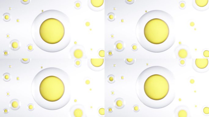 3D黄金胶原蛋白精华液和维他命透明质酸护肤液。三维动画
