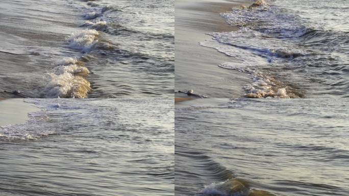 沙滩海水特写潮汐浪花拍打海岸海边涨潮退潮