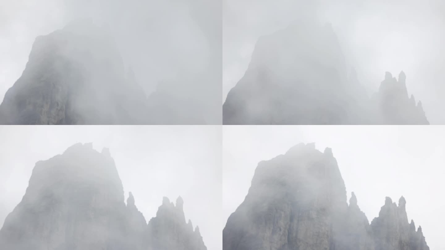 高山上的白云石，云和岩石的时间间隔