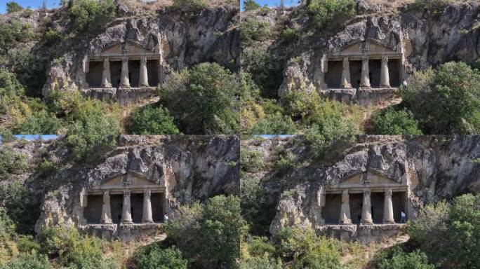 Boyabat Rock Tombs无人机视频，Boyabat Sinop，土耳其(土耳其语)