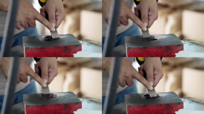 使用磨刀石作为削木工具