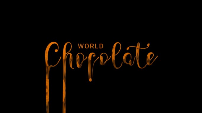 世界巧克力日文字动画4k分辨率。完美的贺卡和世界巧克力日庆祝活动。阿尔法通道