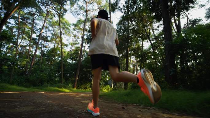 阳光森林跑步锻炼年轻人