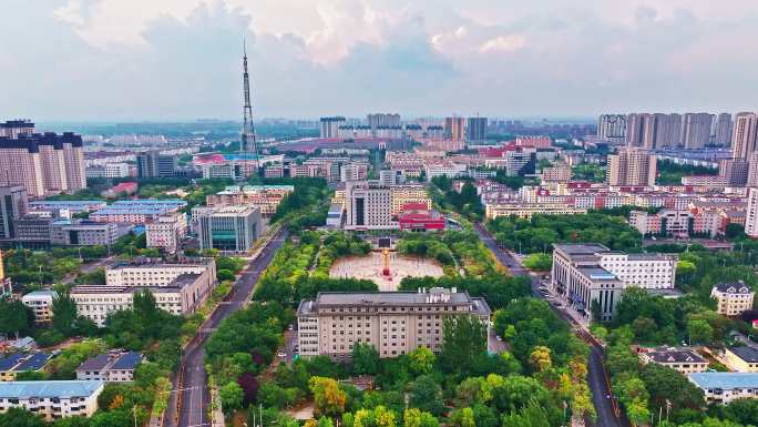 东北辽宁盘锦城市风景航拍街道