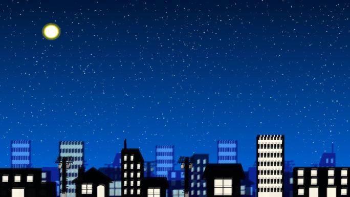 [垂直和水平震动]夜间大地震袭击城市的动画视频