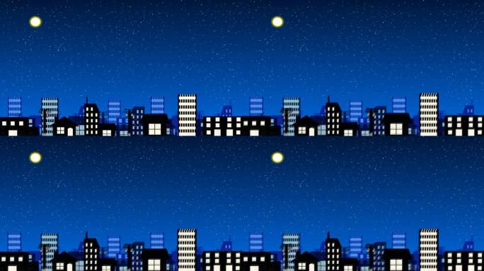 [垂直和水平震动]夜间大地震袭击城市的动画视频