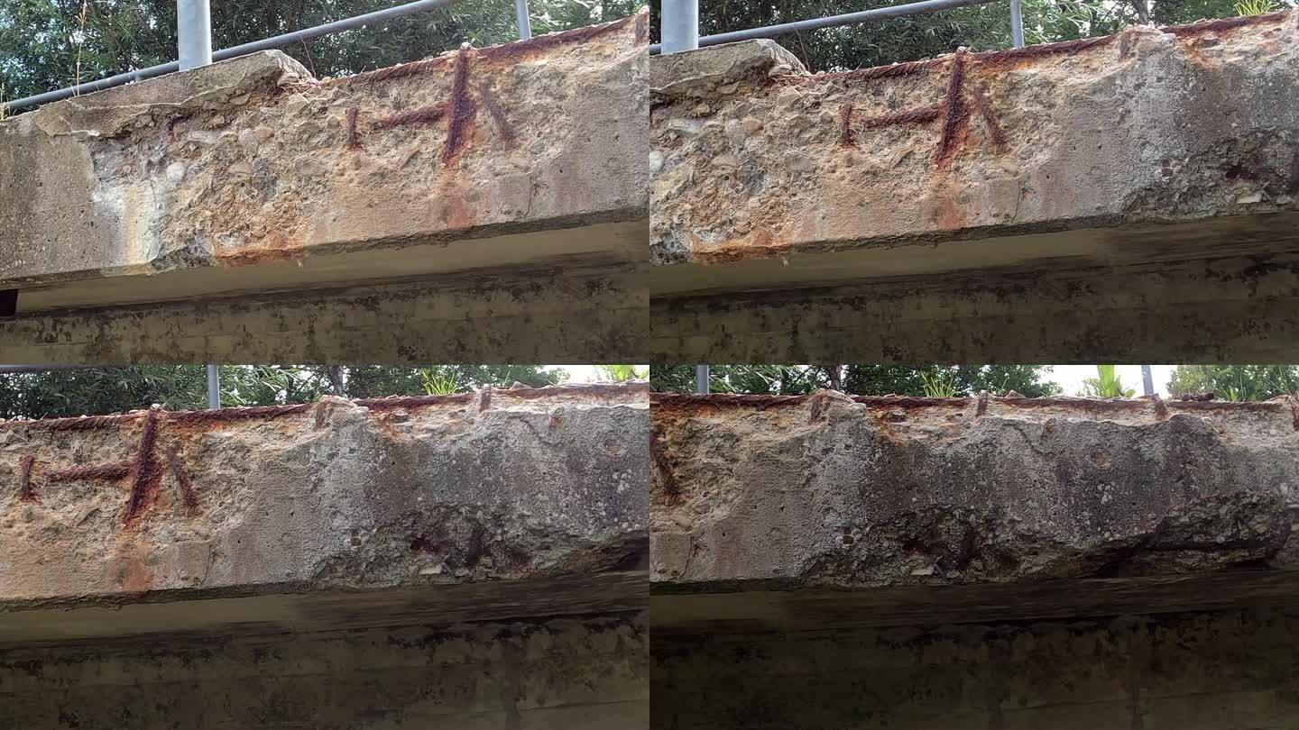 桥梁结构钢生锈，混凝土部分剥落