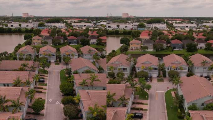 佛罗里达州的社区。迈阿密的豪宅。现代家庭