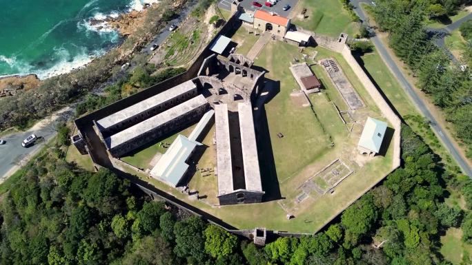 无人机航拍的审判湾监狱Arakoon国家公园监狱新南威尔士州旅游旅游西南岩石肯普西新南威尔士州澳大利