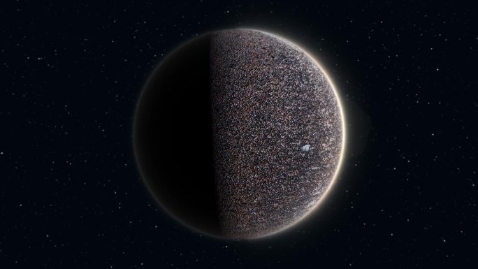抽象的环形旋转行星石圆形球体在太空中对恒星的背景，视频4k, 60 fps