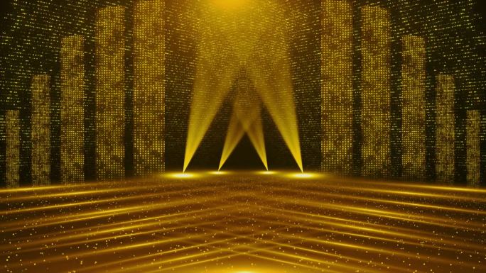 4K金色闪光粒子奖的背景是动态图形。豪华上升闪亮新年