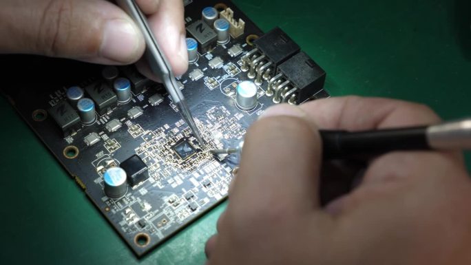 用C115烙铁拆焊芯片。计算机设备的维护和维修。