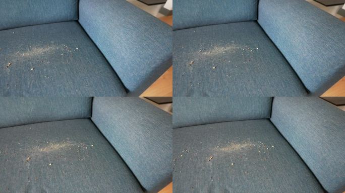 灰色沙发上的污迹或灰尘