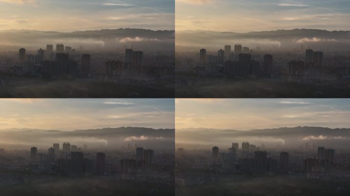 晨雾中的瑞丽市风景