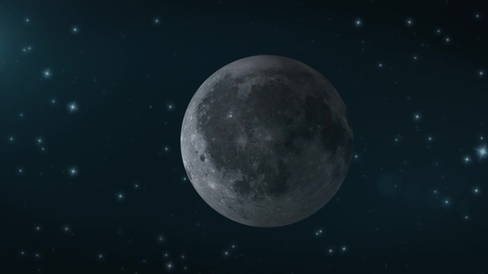 《星夜》中月相的动画，从太空中看到的真实的月亮和星星效果
