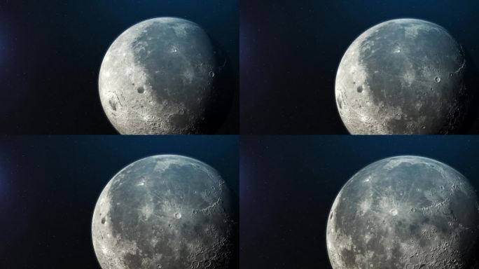 月球。地球的卫星。特写镜头。月球的自转。
