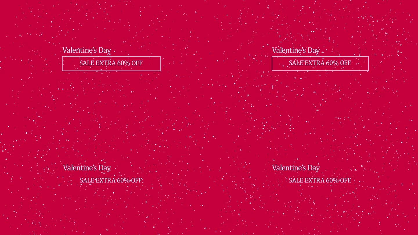 情人节销售额外60关动画文字横幅与飞粒子在Viva洋红背景。情人节促销概念。有趣的口号。销售镜头。情