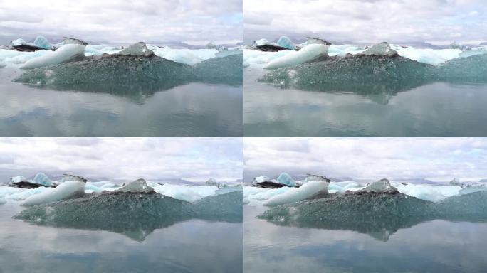 冰岛钻石海滩的延时冰川