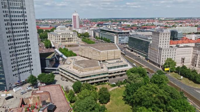 鸟瞰德国莱比锡奥古斯都广场的Gewandhaus