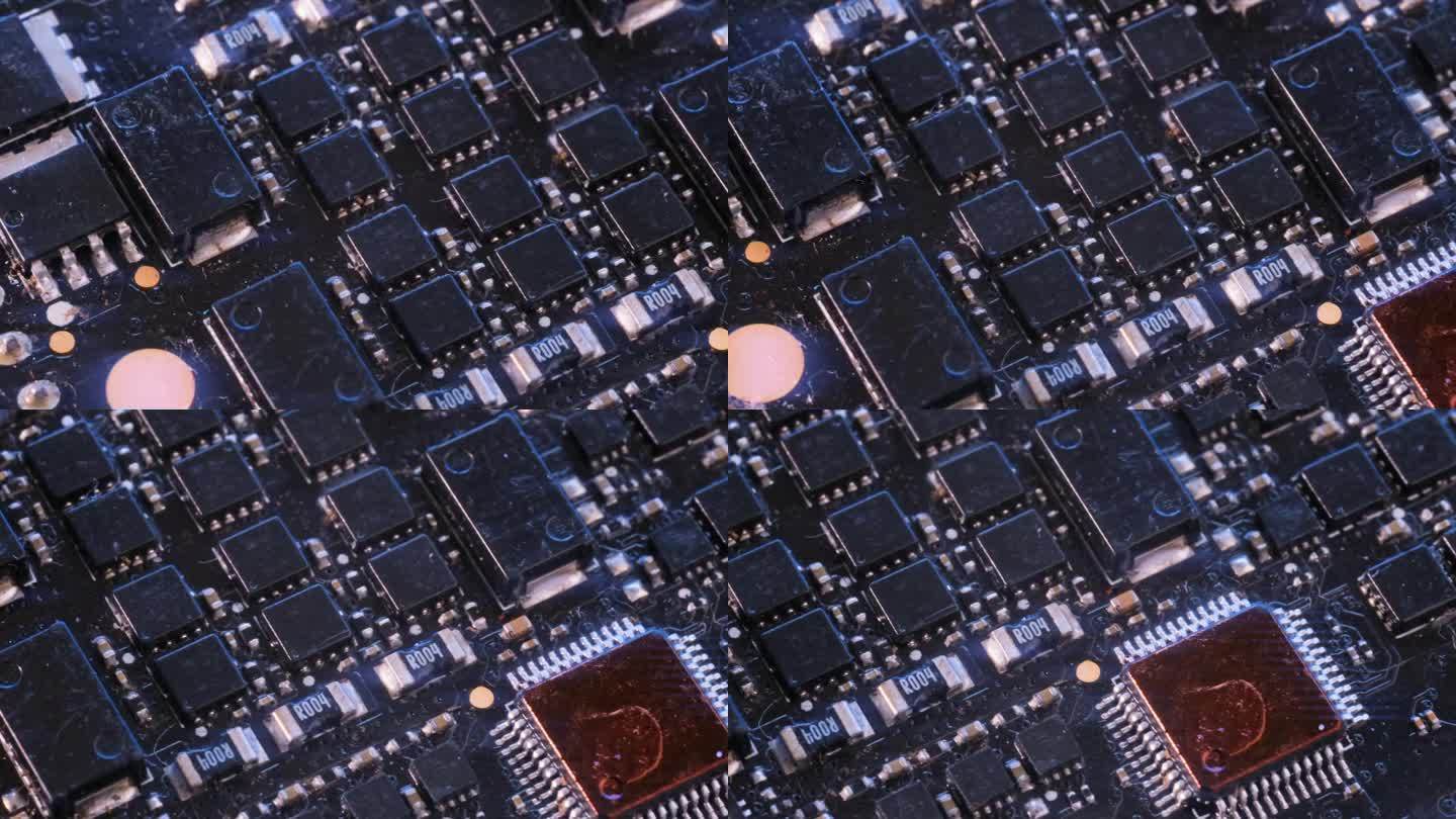 金属微芯片跟踪射击，微电路。现代电子学、电学半导体。