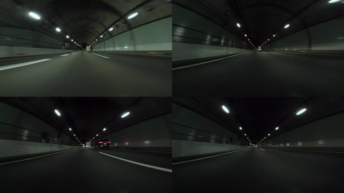 午夜驾驶:穿越高速公路隧道
