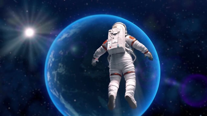 自由落体宇航员-史诗般的太空之旅走向地球3D视频动画