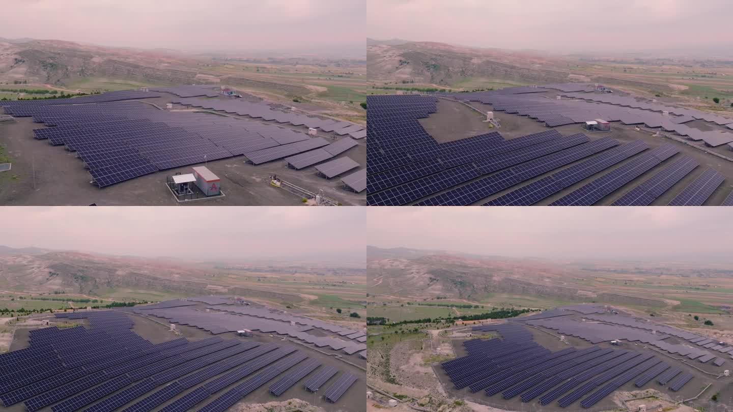 [Z05]光伏电站-太阳能电池板农场鸟瞰图-绿色可再生能源场- 50帧/秒无人机慢动作拍摄