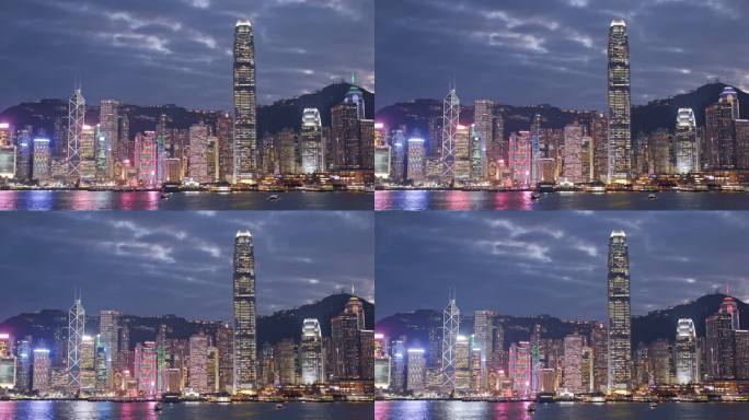 香港维多利亚港:2018年12月13日:香港天际线之夜