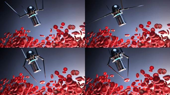 纳米机器人修复受损的血细胞，纳米技术概念