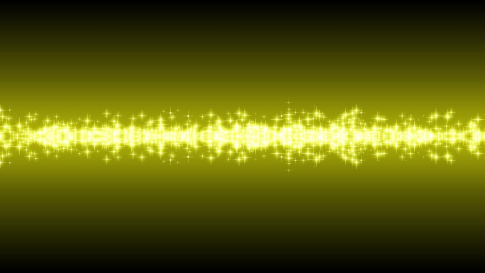 “生日快乐”字样在移动的金星粒子的光芒中出现和消失的动画素材(黑黄色渐变背景)