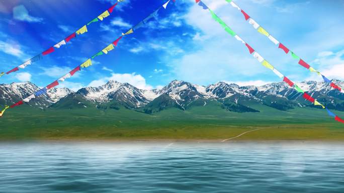 西藏草原布达拉宫雪山背景视频演出节目