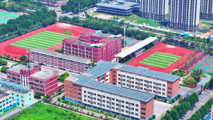 航拍枣庄薛城城市学校黄河路小学