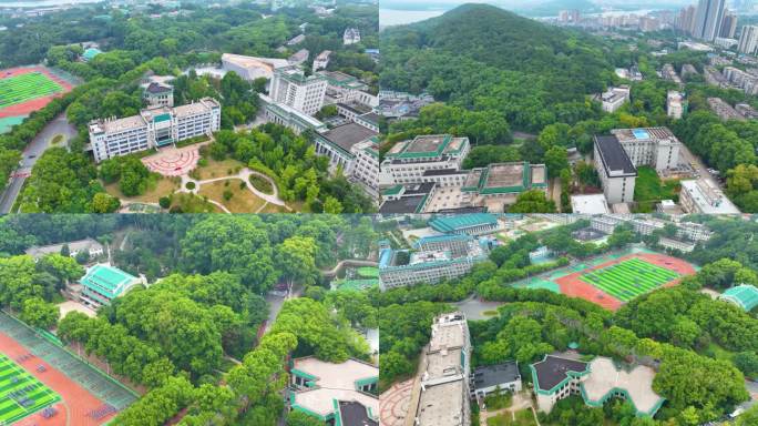 湖北武汉大学文理学部校区航拍校园珞珈山城