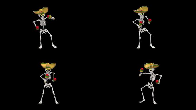 舞骷髅与沙球圈僵尸骨骼人体骨骼动画恐怖小