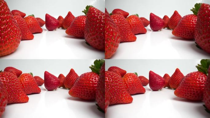 新鲜草莓在小车微距拍摄